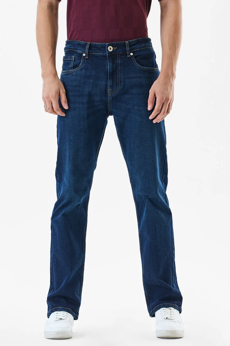 SNITCH Navy Straight Fit Stretch Washed Jeans for Men | Best Price UAE